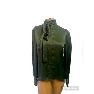 ZARA long sleeve blouse dark forest green